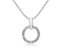 Circle CZ Silver Necklace SPE-2974